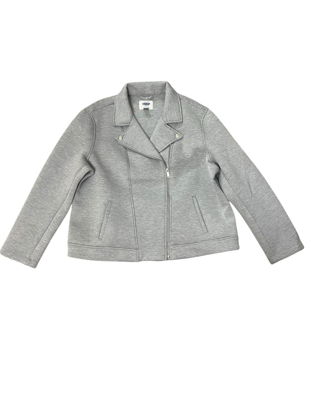 Old Navy Light Gray Fleece Moto-Style Zip Sweatshirt Jacket